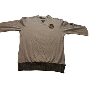 Exclusive Game Mens Gray Crewneck Sweatshirt Leopard Crest Elephant Print Trim L
